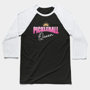 Pickleball Queen Pink And White With Gold Crown Baseball T-Shirt